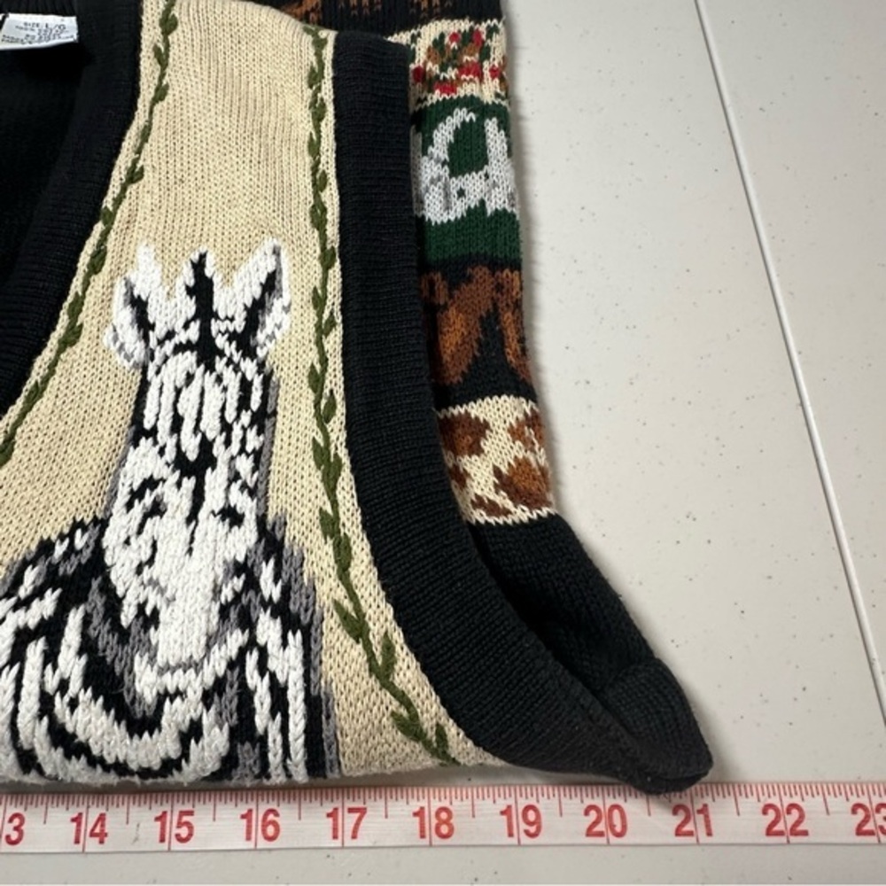 Vintage 90s Eagles Eye Safari Zebra Knit‎ Vest Size L Lion Animal Print African - Picture 13 of 15